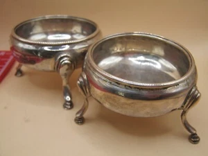 London 1809 Sterling Silver Pair George III Salt Bowl With Hoof Feet - Picture 1 of 8