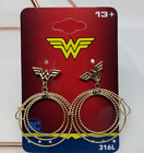 Wonder Woman Stud Hoop Lasso Earrings Gold Tone Authentic Authorized DC Comic