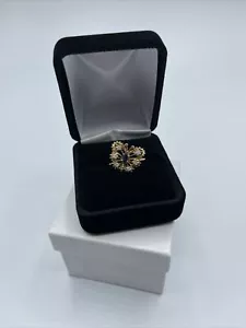Diamant + Saphir Schmetterlingsring 10k Gelbgold #8 - Bild 1 von 12