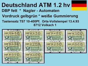 Bund ATM 1.2 hv weißer Gummi Tastensatz TS7 Vollstempel 13.4.93 Volkach / Nagler - Bild 1 von 2