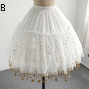 Lolita Girls Crinoline Petticoat Lace Ruffle Tutu Skirt Underskirt Wedding Party - Picture 1 of 14