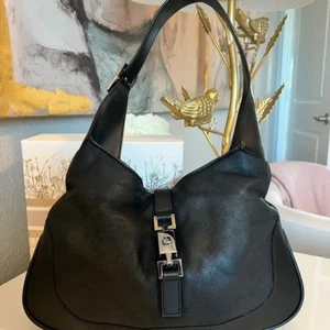 Gucci Vintage Jackie Leather Shoulder Bag Black - Picture 1 of 7