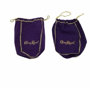 Crown Royal Taschen Menge 2 9 Zoll Lila Gold Kordelzug Handwerk oder Quilten - Bild 1 von 4