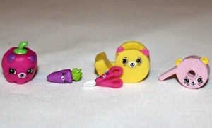 SHOPKINS LOT 5 PIECES HAPPY PLACES PEPPER PINK, CARROT, TAPE DISPENSER, SCISSORS - Bild 1 von 4