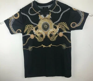 Zara Chains Size Medium M Black Gold Chain Lightweight T-Shirt Black Snake - Picture 1 of 8