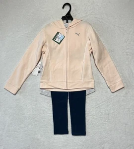 Puma 3 Piece Set Girls 6X Cloud Pink Hoodie Shirt Leggings Athletic Outfit New - Picture 1 of 8