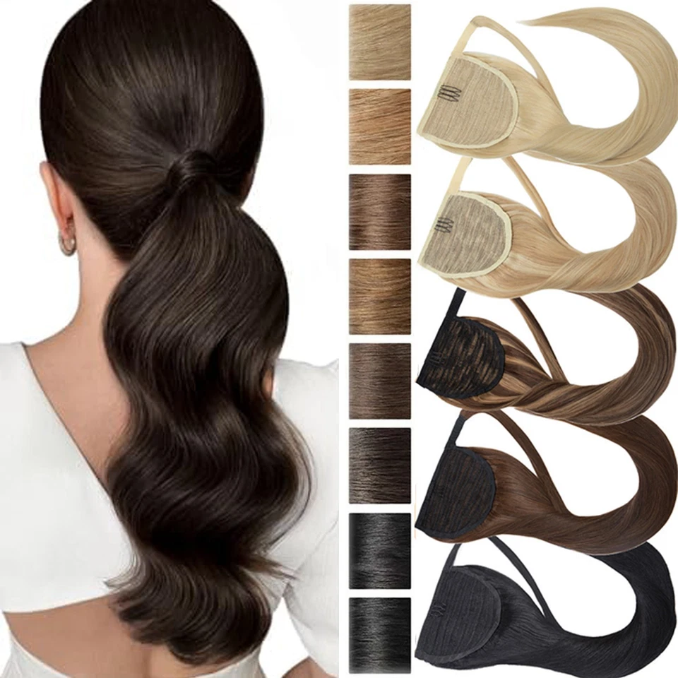 100g Clip in Ponytail Echthaar Extensions Wrap Around Pony Tail Haarverlängerung - Bild 1 von 4