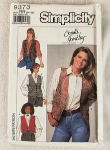 Vintage 80s Simplicity pattern 9373 Vest Christie Brinkley Uncut 14-20 - Picture 1 of 3