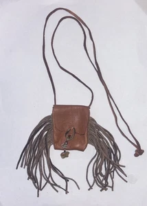Vintage Indianer Südwesten Hirschleder Fransen Medizin Tasche Halskette Beutel - Bild 1 von 6