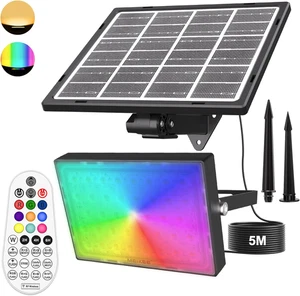 Faro Led Esterno Con Pannello Solare 5000Mah Faretto Led Da Esterno Solare Con T - Foto 1 di 12