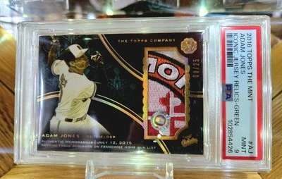 2016 Topps The Mint Adam Jones Auto Patch Jersey Relic Green /25 PSA 9 Orioles - Image 1 of 4