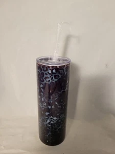 Leopard Skin Print Metal Tumbler New With Straw - Picture 1 of 7