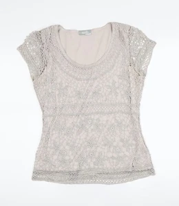 Wallis Women's Beige Crochet Blouse M - Picture 1 of 12