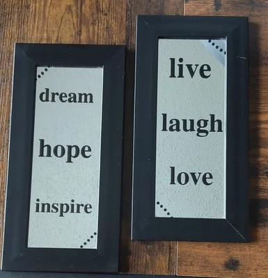 Espelho de arte de parede com inspiração de moldura preta*Dream Hope Inspire Live Laugh Love* - Imagem 1 de 4