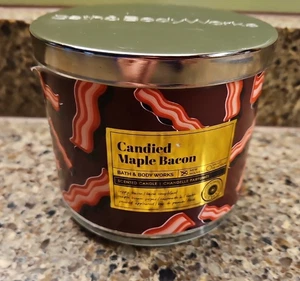Bath & Body Works Candle Candied Maple Bacon 3 Wick Scented Large 14.5 oz - Picture 1 of 7