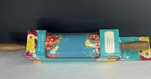 Pionierin Vintage Floral Keramik Nudelholz türkis neu im Paket alter Lagerbestand - Bild 1 von 7