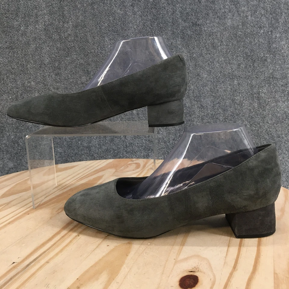 Zapatos de salón de vestir Hotters para mujer de 10 WW anchos gris gamuza sin cordones tacón de gatito Foto 1 de 4