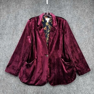 Chico’s Velvet Boyfriend Blazer Plum Lined Women’s XL (3) Classic Show Stopper - Picture 1 of 16