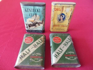 Lote de 4 latas de tabaco vintage Kentucky Club, Dill's Best & Half & Half todas usadas - Imagen 1 de 11
