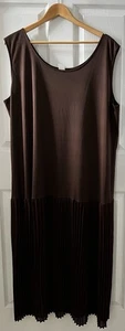 VTG 90s Y2K Brown Drop Waist Midi Dress With Pleated Skirt 22W Fairy Grunge USA - Picture 1 of 12