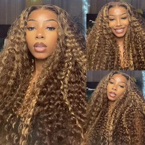 4/27 Ombre Blonde Skunk Stripe Wig Pre Plucked 180 Density Highlight Lace Fro... - Bild 1 von 4
