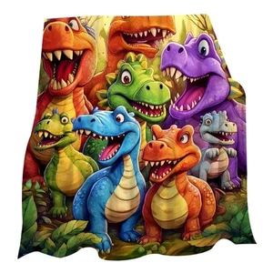 Flannel Dinosaur Blanket Soft Throw For Sensitive Skin Children Travel Nursery - Picture 1 of 12