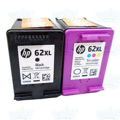 2 tintas genuinas HP 62XL HighYield negras y de color ENVY 5542 5545 5660 5663 7640 7645 Foto 1 de 3