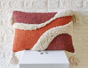 Terracotta & Ivory Boho Textured Pillow Case Tufted Textured - Picture 1 of 3