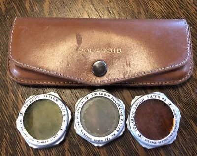 Vintage 3 Polaroid Filters w/ Leather Case Polarizing - Image 1 of 4