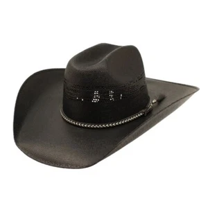 Twister Black Straw Bangora Cowboy Hat - Picture 1 of 5