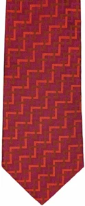 Corbata de seda ROBERT TALBOTT LO MEJOR DE SU CLASE rojo oscuro con rayas en zigzag multicolor - NUEVA SIN ETIQUETAS - Imagen 1 de 5