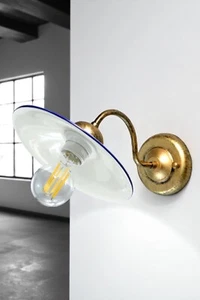 applique stile classico in ferro battuto e ceramica decorata blu lampada parete - Foto 1 di 6