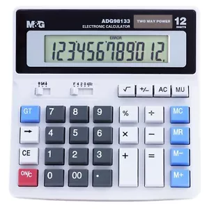 Desk Calculator 12 Digit Extra Large LCD Display Dual Solar Power and Battery... - Picture 1 of 8