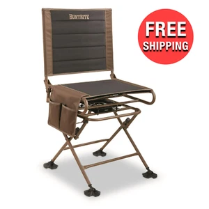 Hunting Outdoor Blind Chair Silent Swivel Folding Legs Powder-Coated Steel Frame - Picture 1 of 12