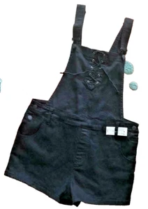 NWT Pacsun Corset Bib Shortalls Overall Shorts Romper Woman M 30 Acutual 34 Blak - Picture 1 of 8