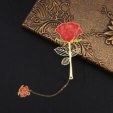 Metal Bookmark Chinese Style Vintage Creative Apricot Rose Leaf Pendant Bookmark