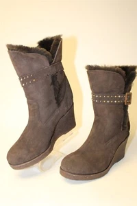 EMU Heighton Lo Womens Size 10 42 Brown Suede Wedges Heels Boots W10145 - Picture 1 of 24