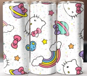 Hello Kitty Rainbow Tumbler 20 oz Cup Mug Stainless Travel Straw Lid - Picture 1 of 2