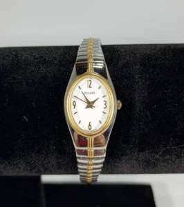 Vtg Pulsar Watch Women 17mm Silver Gold Tone Stretch Band 1N01-X057 New Battery - Picture 1 of 8
