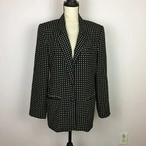 Vintage Ann Taylor Blazer Jacket Size S Womans Black White 2-Button Relaxed Fit - Picture 1 of 16
