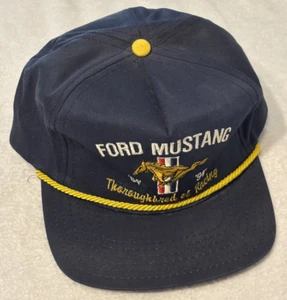 Ford Mustang Rope Brim Hat BLUE || Thoroughbred of Racing || VINTAGE - Picture 1 of 9