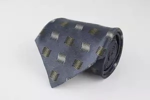 XMI Nordstom Silk Tie. Metallic Gray w Brown Swirl Square Geometrics. - Picture 1 of 4
