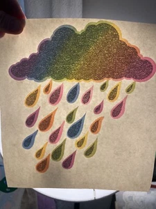 Neon Rain Clouds Trippy Vintage Heat Transfer Iron On Original - Picture 1 of 1