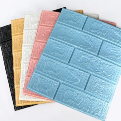 10pcs 38.5x35cm Self-adhesive 3D Brick Pattern Foam Wallpaper Wall Stickers Home - Image 1 of 4