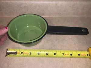 Sartén pequeña esmaltada verde aguacate vintage rústica granja - Imagen 1 de 5