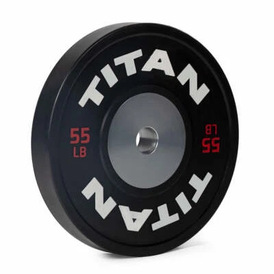 Placa de parachoques de competición Titan Fitness 55 lb Single Elite, codificada por colores rojos Foto 1 de 4