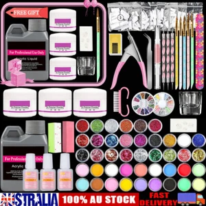 Full Nail Art Kit Glue 240ML Acrylic Liquid Powder Glitter Manicure Free Kit Set - Picture 1 of 12