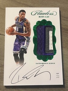 RUDY GAY 2016-17 FLAWLESS VETERAN GREEN PATCH AUTO 3/4 KINGS #Y-RG