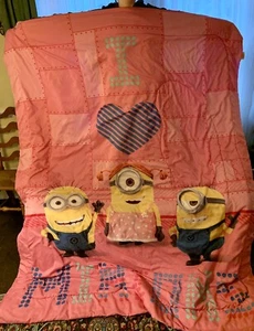 Despicable Me I Love Minions Pink Comforter Full Size Flaws HTF Minion Made - Picture 1 of 11