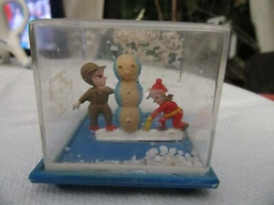 Fabrique Boy Girl and Snowman Snow Globe Very Old - Picture 1 of 6